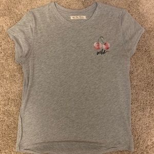 Free People Gray “wild” T-Shirt w Reverse Stitch